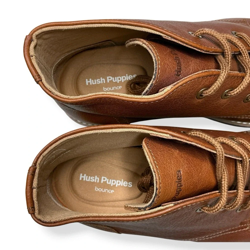 Hush Puppies Detroit Chukka Boots Men Size 10 Cognac Tan Leather Lace Up